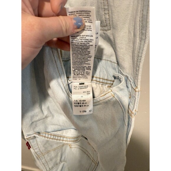 Levis Shortalls Bib Overall Shorts Denim Levi Strauss Light Wash Loose Fit M - Picture 6 of 9